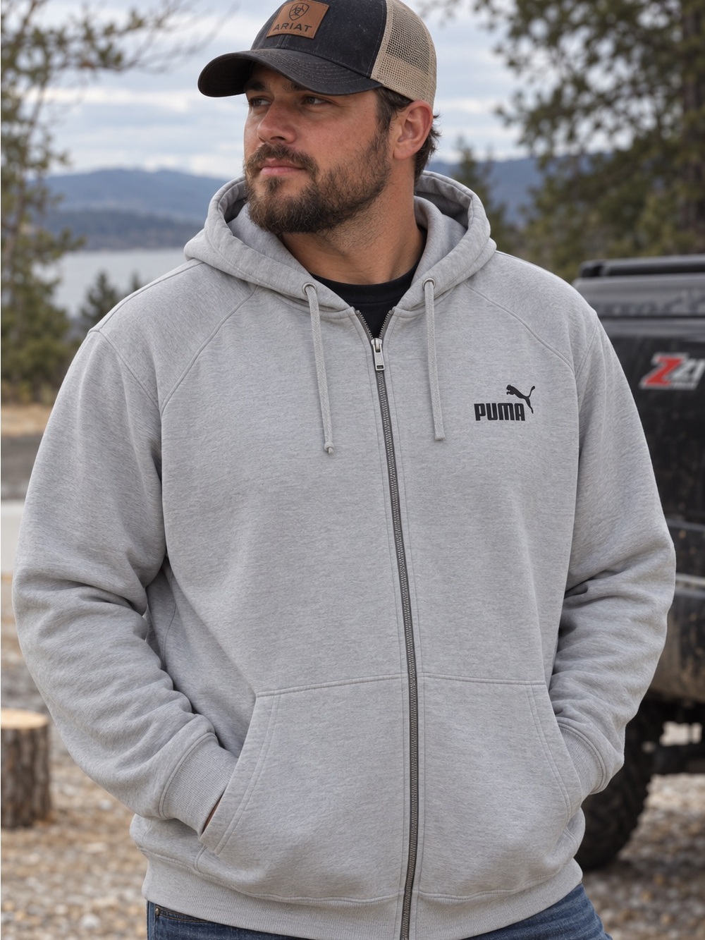Puma Gray Zip-Up Hoodie Jacket